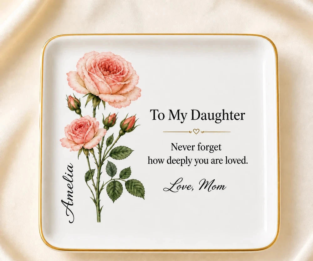 To My Daughter Jewelry Dish June Rose